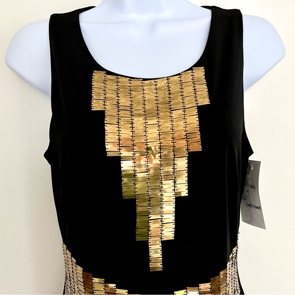 BEBE Black W/ Gold Metal Embellished
Cocktail Dress / SIZE S - Picture 4 of 7